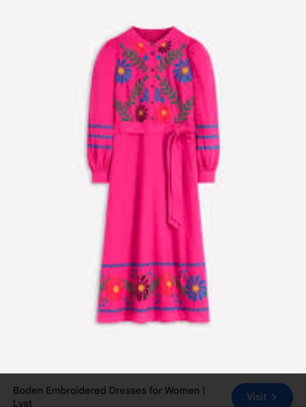 Boden NWT Pink Ava Linen Blend Floral Embroidered Dress Sz 2 Wedding Guest - Picture 3 of 14